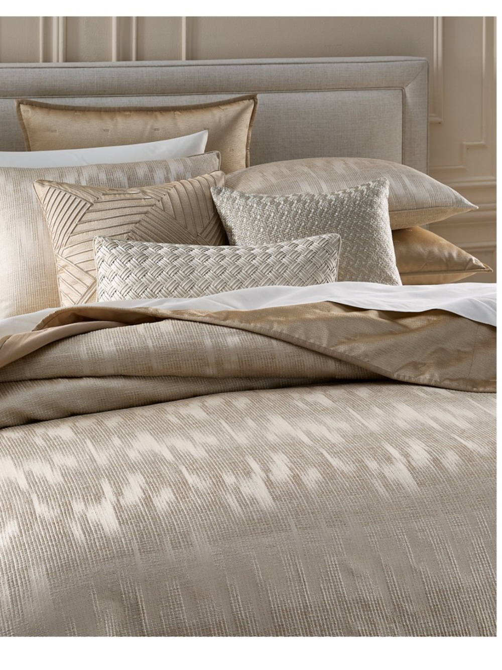 Hotel Collection Champagne and Cream Reversible Comforter Set - Picture 8 of 9